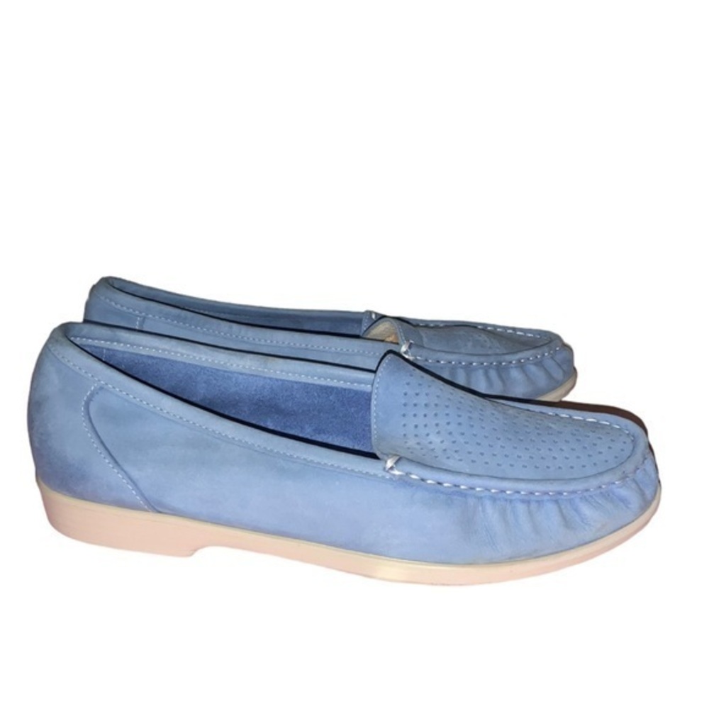 SAS Savvy Tripad Comfort Light Blue Denim Leather Loafers Size 10 W